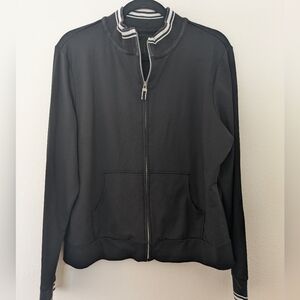 Vintage Talbots Black/White Athletic Jacket sz XL Activewear Athleisure